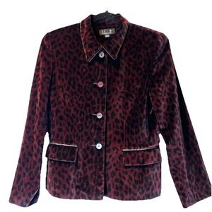 Vintage B Bennett Velvet Plum Leopard Print Jacket Women's  Cotton 8
